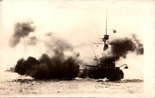 RPPC Postcard English Battleship Collingwood Firing 12 inch Broadsides     13063 picture