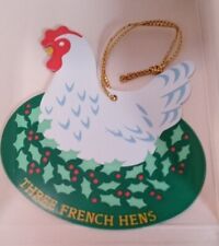 Avon 12 Days of Christmas Metal Double Sided Ornament Three French Hens picture