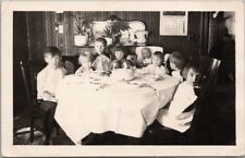 Vintage 1910s RPPC Real Photo Postcard BIRTHDAY PARTY SCENE - Kids and Cake picture