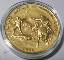 Bleeding Kansas Border War Gun Fight STERLING SILVER Art Medal w/ 24K Gold       picture