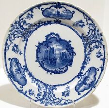 Vintage Cauldon England Delftland Dinner Plate Blue & White Tall Ships Windmills picture