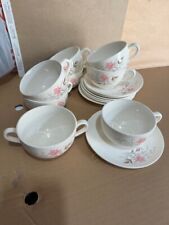 Vintage Mount Clemens Rose Tea Set with Creamer / Set of 7 Cups with Saucers picture