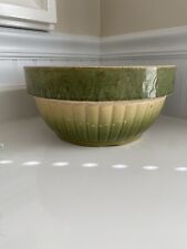 Antique Large Pottery Mixing Bowl Stoneware Vtg  10.5” D Green 5”h picture