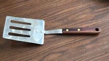 ROBINSON STAINLESS USA SHORT WOOD HANDLE SLOTTED SPATULA FLIPPER TURNER 10-3/4