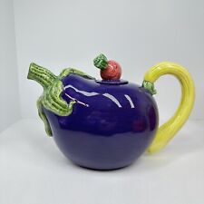 Vintage Vegetable Teapot Pitcher Ceramic Eggplant Sweet Onion Garden picture