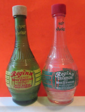 Vintage GLASS  Regina Wine Vinegar Bottle Green & Clear Glass Pepper Shaker picture