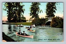 Detroit MI- Michigan, Bridge, Belle Isle, Antique, Vintage Souvenir Postcard picture