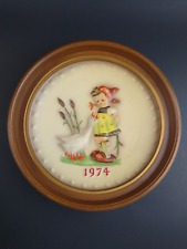 Vintage Goebel Hummel 4th Edition Annual Collector Plate w Frame Goose Girl 1974 picture