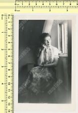 Pensive Woman by Window Lady Thinking Abstract Portrait vintage photo original picture