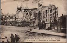 WW1 Bombed French Church Perrone Soldier Mail AEF Passed Censor Pauillac picture