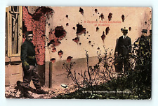 WWI Antwerp Zeppelin Bomb Explosion Damage on Wall from Fragments Postcard E4 picture