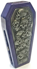 Eclipse Purple Skulls Design Crushproof Metal Coffin Shaped Cigarette Case, 100s picture