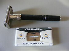 Vintage 1969 Gillette Super Adjustable Safety Razor 0-2 Short Handle Black picture