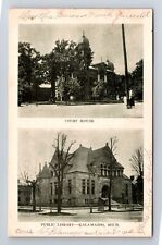 Kalamazoo MI-Michigan, Court House, Public Library, Vintage c1905 Postcard picture