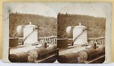 1880s PENNSYLVANIA Oil Regions Refining Oil Tank Frank Robbins Stereoview Card picture