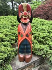 Vintage Authentic 20” Carved Wood Carnival Game Clown EUC picture