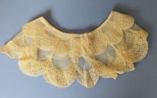 Antique Vintage Tambour Embroidered Tulle Lace Collar Ivory  Scallop 2-Tier picture