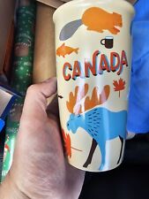 Starbucks Ceramic Travel Mug Canada Wilderness Wildlife 12oz Moose Goose Beaver picture