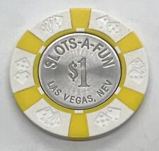 Slots-A-Fun CASINO $1 CHIP - Las Vegas Nevada - DieCar Coin in Center 1975 picture