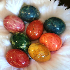 Marble Alabaster Multicolored Eggs Lot 8 Vintage Italy Stone Easter Beautiful  picture