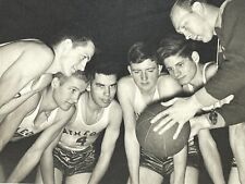 AZC Handsome Young Men  Playing Basketball Coaches Huddle Artistic 1940-50's picture