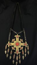 Huge Turkmen Silver Gold Plated Unique Necklace With Red Coral Stone picture