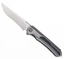 Maxace Kestrel Folding Knife Gray/Black Ti Handle M390 Small Spearhead M06C picture