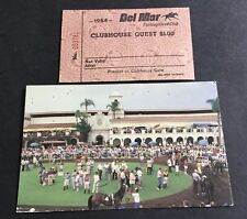 1984 Del Mar CA Del Mar Turf Club Horse Racing  POSTCARD + CLUBHOUSE PASS 1984 picture