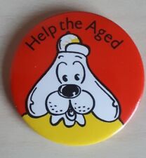 Vintage Collectors Charity Pin Badge HELP THE AGED, Cute Dog, Ephemera picture