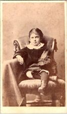 Pretty Little Girl, Cute Dress, 1870s CDV Photo. #2073 picture