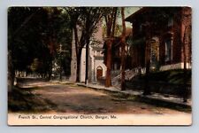 French St Central Congregational Church Bangor Maine Postcard c1913 picture