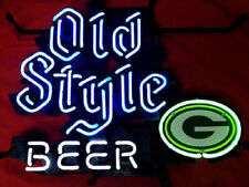 Old Style Beer Green Bay Packer Neon Sign 19x15 Glass Bar Pub Wall Deocr Artwork picture