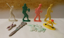VINTAGE CRACKER JACK PRIZE LOT 8 TOOLS, BIRD, SPORTS, WORKERS PLASTIC TOYS 1940S picture