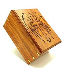 Wooden Urn for Human Ashes | Cross with Angel Wings Urns Handcrafted Funeral Urn picture