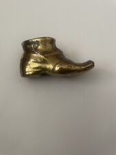 VINTAGE HEAVY BRASS MATCH Holder SAFE BOOT YE OLD LUCKY MATCH BOOT picture