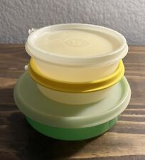 Vintage Tupperware Small Container Snack Bowls W/Lids Lot Of 3 Multicolor Used picture