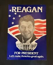 ORIGINAL VTG Ronald Reagan 1980 Campaign Poster Lets Make America Great Again picture