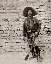 ANTIQUE REPRO PHOTO PRINT MEXICAN VAQUERO COWBOY OUTLAW  BANDIT WINCHESTER RIFLE picture