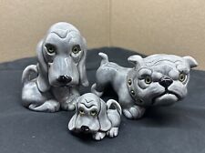 Vintage porcelain Bulldog And Bassist Hound Figures Lot Of 3 picture