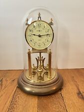 Vintage Howard Miller Brass Dome Anniversary Torsion Clock Floral Face READ picture
