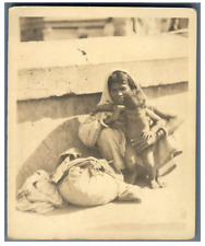 India, Photo of a mother and her little baby boy vintage silver print. Print picture