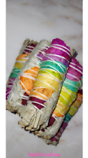 1X - White Sage 7 Chakra 3-4 Inch Smudge Sticks with 7 Color Rose Petals picture