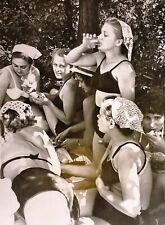 1950s Company Pretty Attractive Young Women Beach Bikini Picnic Snapshot Photo picture
