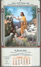 1961 Wall Calendar Sample Prototype Good Shepherd Jesus Image Van Nuys Sepulveda picture