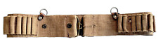 Early 20th C Canvas Mills Rifle Cartridge Khaki Belt w/suspender rings EXC COND picture