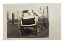 c1907-1929 RPPC Postcard Adorable Baby Riding In A Stroller Unused Unposted picture