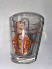 Vintage Cheers Orange Lettering Box Shot Glass w/ Measuring Lines picture