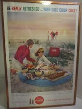 Harvey’s Wallhangers Coca -Cola 1959 Beach Picnic Sign 10”x7” Made in USA Vtg picture