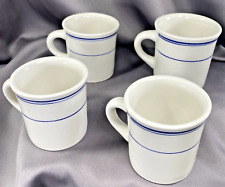Lynns Stoneware Coffee Mugs “Blue Band” Set of 4 picture