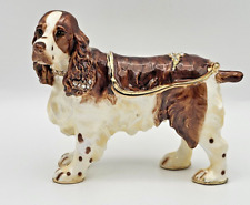 Ciel Collectibles Bejeweled Dog Trinket Box Brown & White  Springer Spaniel picture